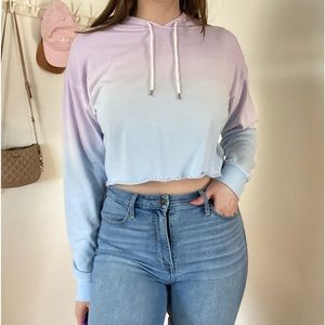 Purple/Blue Ombre Cropped Hoodie